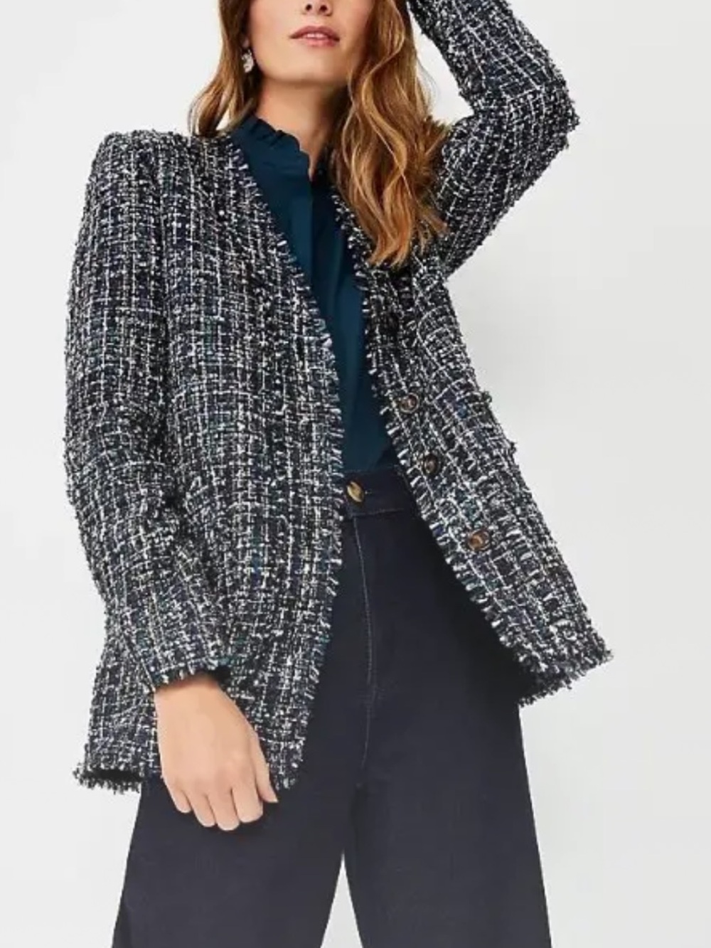 Ann Taylor Black and multi colored Tweed Blazer, Beautiful for all seasons.